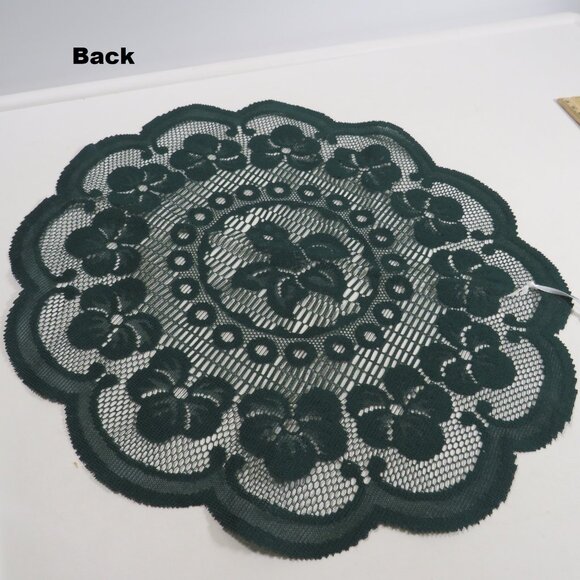 Heritage Lace dark Hunter Green Victorian Flower Lace Doily 14" St Patriricks - Picture 2 of 5